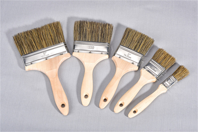 4 Inch Mix Color Pure Bristle Furniture Less Streaks Wooden Handle Flat Paint Brush